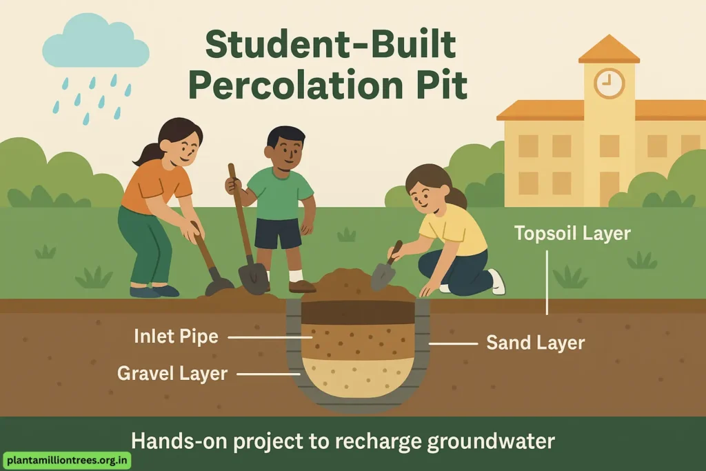 students building percolation pit