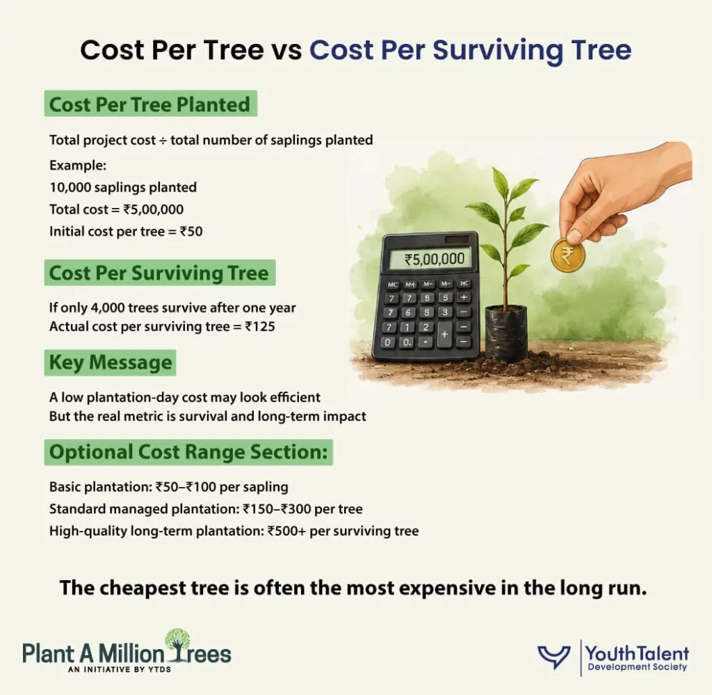 cost per tree vs cost per surving tree